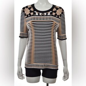 Ronny Kobo women’s knit short sleeve sweater tribal Medium